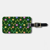 Farbenfrohe Blume, Blumenmuster, Grüne, Boho Gepäckanhänger (Vorderseite horizontal)