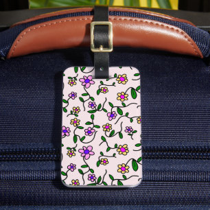 Farbenfrohe Blume, Blumenmuster, Grüne, Boho Gepäckanhänger