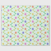 Farbenfrohe Blume, Blumenmuster, Grüne, Boho Geschenkpapier (Flach)