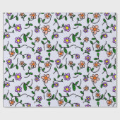 Farbenfrohe Blume, Blumenmuster, Grüne, Boho Geschenkpapier (Flach)