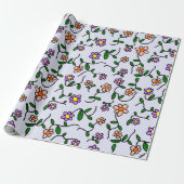 Farbenfrohe Blume, Blumenmuster, Grüne, Boho Geschenkpapier (Ungerollt)
