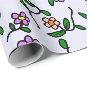 Farbenfrohe Blume, Blumenmuster, Grüne, Boho Geschenkpapier (Rolleneckpunkt)