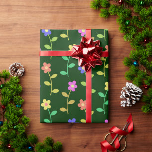 Farbenfrohe Blume, Blumenmuster, Grüne, Boho Geschenkpapier