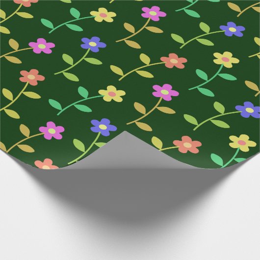Farbenfrohe Blume, Blumenmuster, Grüne, Boho Geschenkpapier (Ecke)