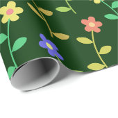 Farbenfrohe Blume, Blumenmuster, Grüne, Boho Geschenkpapier (Rolleneckpunkt)