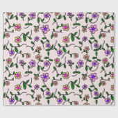 Farbenfrohe Blume, Blumenmuster, Grüne, Boho Geschenkpapier (Flach)