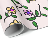 Farbenfrohe Blume, Blumenmuster, Grüne, Boho Geschenkpapier (Rolleneckpunkt)