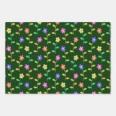 Farbenfrohe Blume, Blumenmuster, Grüne, Boho Geschenkpapier Set (Vorderseite)