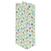 Farbenfrohe Blume, Blumenmuster, Grüne, Boho Geschenktüte Für Weinflaschen (Vorderseite Schrägansicht)