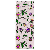 Farbenfrohe Blume, Blumenmuster, Grüne, Boho Geschenktüte Für Weinflaschen (Rückseite)