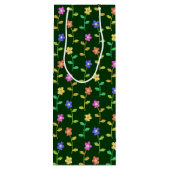 Farbenfrohe Blume, Blumenmuster, Grüne, Boho Geschenktüte Für Weinflaschen (Rückseite)