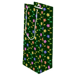 Farbenfrohe Blume, Blumenmuster, Grüne, Boho Geschenktüte Für Weinflaschen