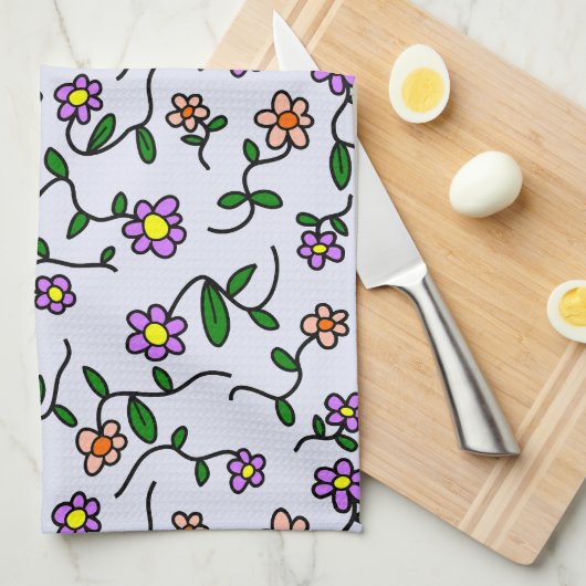 Farbenfrohe Blume, Blumenmuster, Grüne, Boho Geschirrtuch (Viertel Falte)