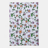 Farbenfrohe Blume, Blumenmuster, Grüne, Boho Geschirrtuch (Vertikal)