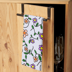 Farbenfrohe Blume, Blumenmuster, Grüne, Boho Geschirrtuch