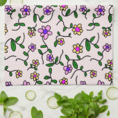 Farbenfrohe Blume, Blumenmuster, Grüne, Boho Geschirrtuch (Gefaltet)