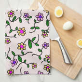 Farbenfrohe Blume, Blumenmuster, Grüne, Boho Geschirrtuch (Viertel Falte)