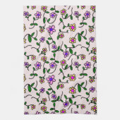 Farbenfrohe Blume, Blumenmuster, Grüne, Boho Geschirrtuch (Vertikal)