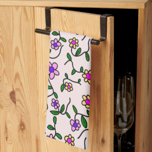 Farbenfrohe Blume, Blumenmuster, Grüne, Boho Geschirrtuch