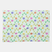 Farbenfrohe Blume, Blumenmuster, Grüne, Boho Geschirrtuch (Horizontal)