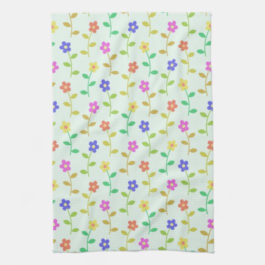 Farbenfrohe Blume, Blumenmuster, Grüne, Boho Geschirrtuch (Vertikal)