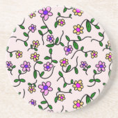 Farbenfrohe Blume, Blumenmuster, Grüne, Boho Getränkeuntersetzer (Vorne)