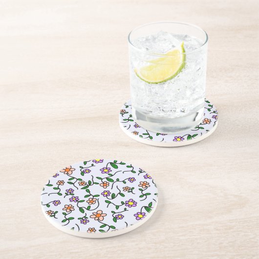 Farbenfrohe Blume, Blumenmuster, Grüne, Boho Getränkeuntersetzer (Seite)