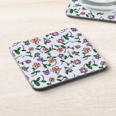 Farbenfrohe Blume, Blumenmuster, Grüne, Boho Getränkeuntersetzer (Linke Seite)