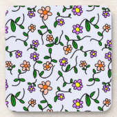 Farbenfrohe Blume, Blumenmuster, Grüne, Boho Getränkeuntersetzer (Vorderseite)