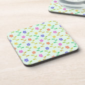 Farbenfrohe Blume, Blumenmuster, Grüne, Boho Getränkeuntersetzer (Linke Seite)