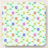 Farbenfrohe Blume, Blumenmuster, Grüne, Boho Getränkeuntersetzer (Vorderseite)