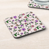 Farbenfrohe Blume, Blumenmuster, Grüne, Boho Getränkeuntersetzer (Linke Seite)