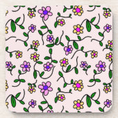 Farbenfrohe Blume, Blumenmuster, Grüne, Boho Getränkeuntersetzer (Vorderseite)