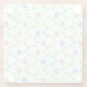 Farbenfrohe Blume, Blumenmuster, Grüne, Boho Glasuntersetzer (Rückseite)