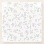 Farbenfrohe Blume, Blumenmuster, Grüne, Boho Glasuntersetzer (Rückseite)