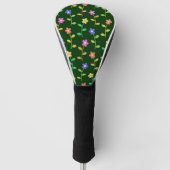 Farbenfrohe Blume, Blumenmuster, Grüne, Boho Golf Headcover (Vorderseite)