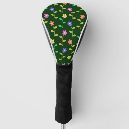 Farbenfrohe Blume, Blumenmuster, Grüne, Boho Golf Headcover (Vorderseite)