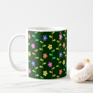 Farbenfrohe Blume, Blumenmuster, Grüne, Boho Kaffeetasse