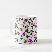 Farbenfrohe Blume, Blumenmuster, Grüne, Boho Kaffeetasse (Vorderseite Links)