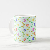 Farbenfrohe Blume, Blumenmuster, Grüne, Boho Kaffeetasse (Vorderseite Links)
