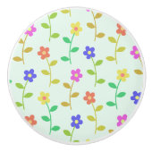 Farbenfrohe Blume, Blumenmuster, Grüne, Boho Keramikknauf (Vorderseite)