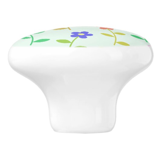 Farbenfrohe Blume, Blumenmuster, Grüne, Boho Keramikknauf (Seitenansicht)