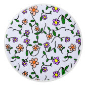 Farbenfrohe Blume, Blumenmuster, Grüne, Boho Keramikknauf (Vorderseite)