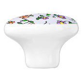 Farbenfrohe Blume, Blumenmuster, Grüne, Boho Keramikknauf (Seitenansicht)