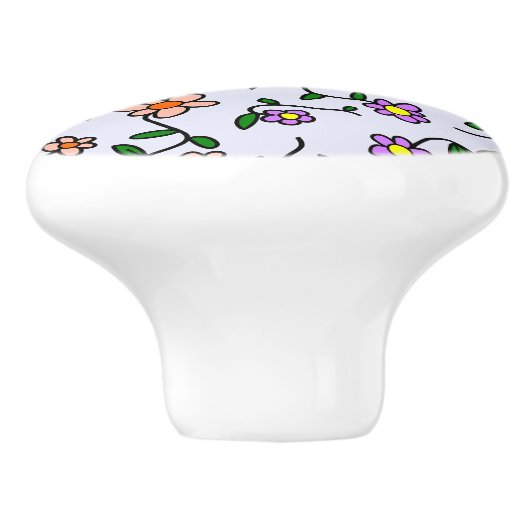 Farbenfrohe Blume, Blumenmuster, Grüne, Boho Keramikknauf (Seitenansicht)