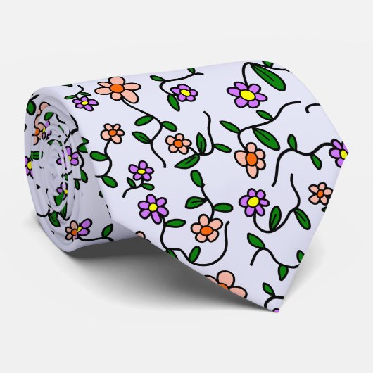 Farbenfrohe Blume, Blumenmuster, Grüne, Boho Krawatte (Gerollt)