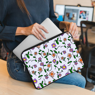 Farbenfrohe Blume, Blumenmuster, Grüne, Boho Laptopschutzhülle