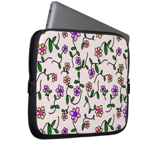 Farbenfrohe Blume, Blumenmuster, Grüne, Boho Laptopschutzhülle (Vorne Rechts)