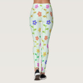 Farbenfrohe Blume, Blumenmuster, Grüne, Boho Leggings (Rückseite)