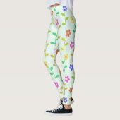 Farbenfrohe Blume, Blumenmuster, Grüne, Boho Leggings (Links)